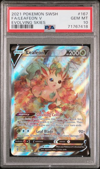 Leafeon V 167/203 Sword & Shield: Evolving Skies PSA 10 71767418