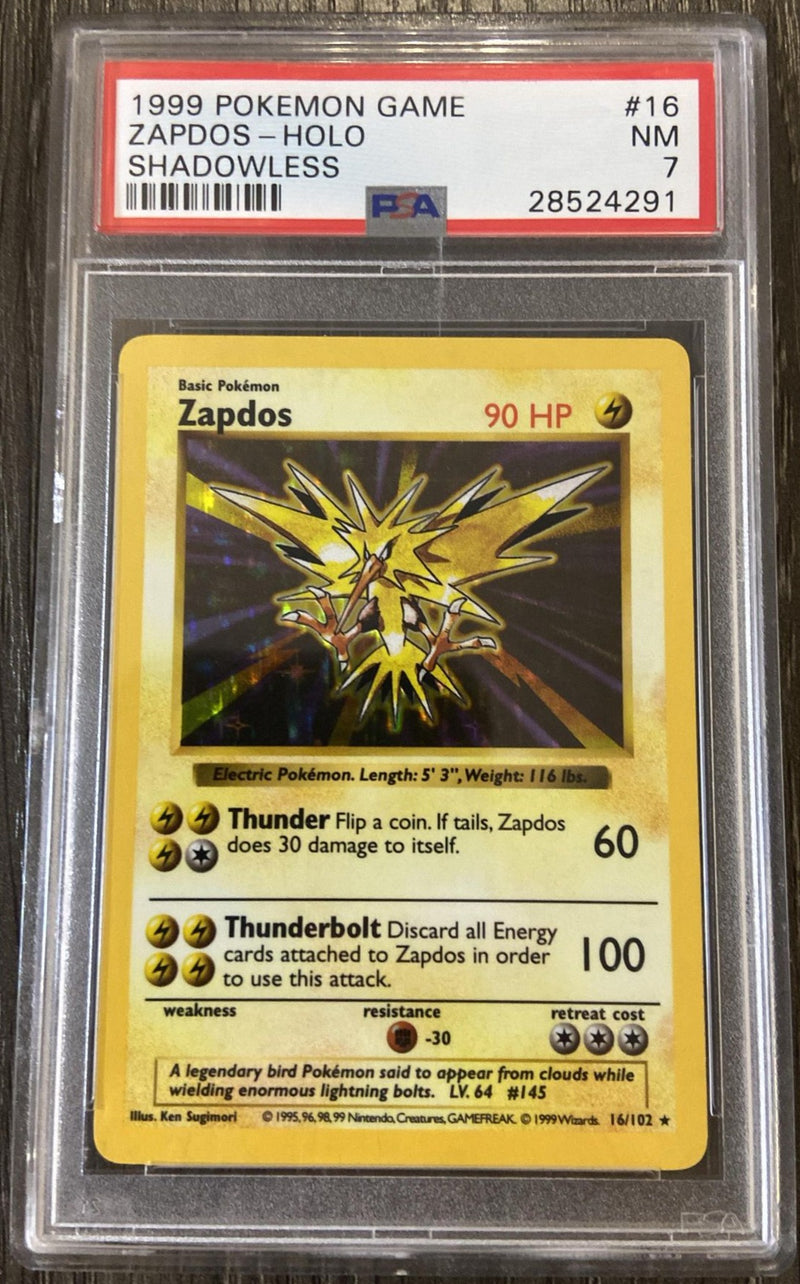 Zapdos 16/102 Shadowless Base Set PSA 7 28524291