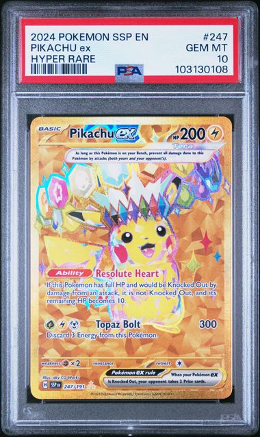 Pikachu ex 247/191 Scarlet & Violet: Surging Sparks PSA 10 103130108