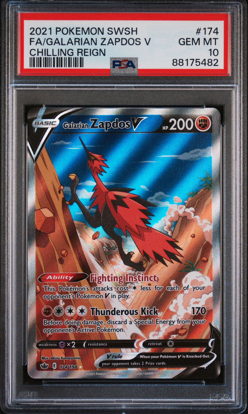 Galarian Zapdos V 174/198 Chilling Reign PSA 10 88175482