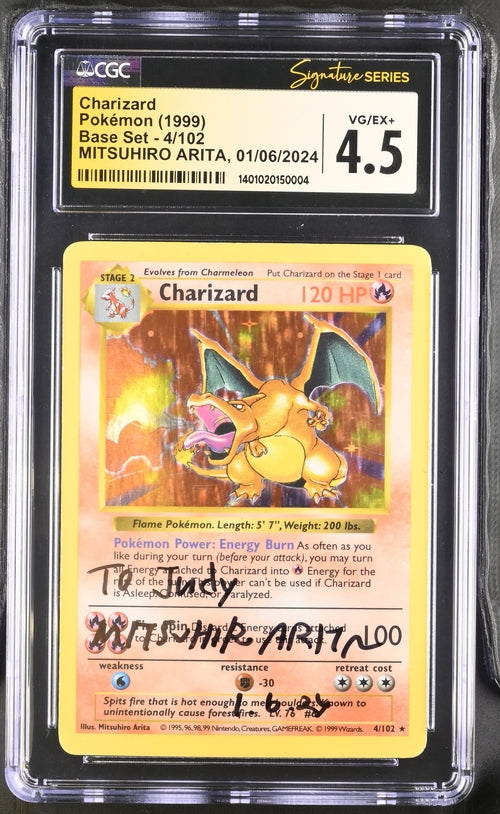 Charizard (Mitsuhiro Arita Signature) 4/102 Base Set Shadowless CGC 4.5 1401020150004