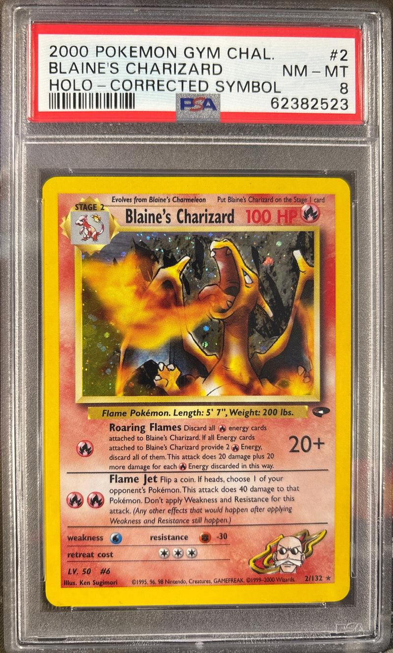 Blaine's Charizard 2/132 Gym Challenge CORRECTED PSA 8 62382523