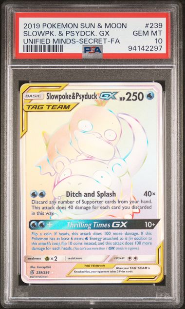 Slowpoke & Psyduck GX 239/236 Sun & Moon: Unified Minds PSA 10 94142297