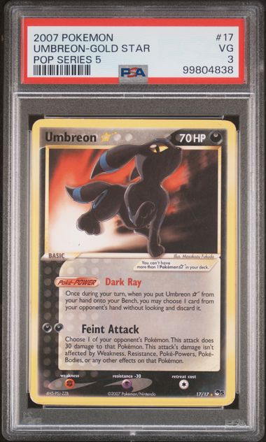 Umbreon Gold Star 17/17 POP Series 5 PSA 3 99804838