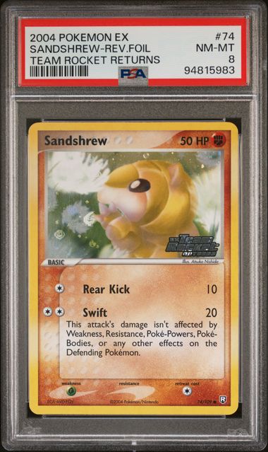 Sandshrew 74/109 EX: Team Rocket Returns Reverse Foil PSA 8 94815983