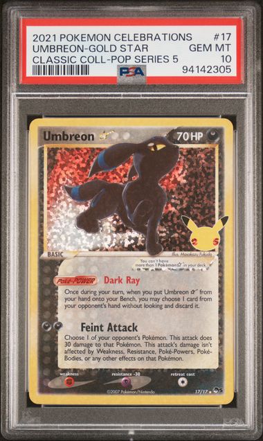 Umbreon Gold Star 17/17 Celebrations: Classic Collection PSA 10 94142305