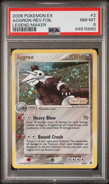 Aggron 2/92 EX: Legend Maker Reverse Foil PSA 8 94815680