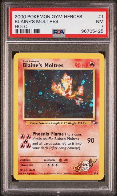 Blaine's Moltres 1/132 Gym Heroes PSA 7 96705425