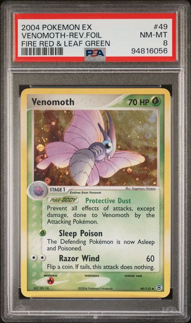 Venomoth 49/112 EX: Firered & Leafgreen Reverse Foil PSA 8 94816056