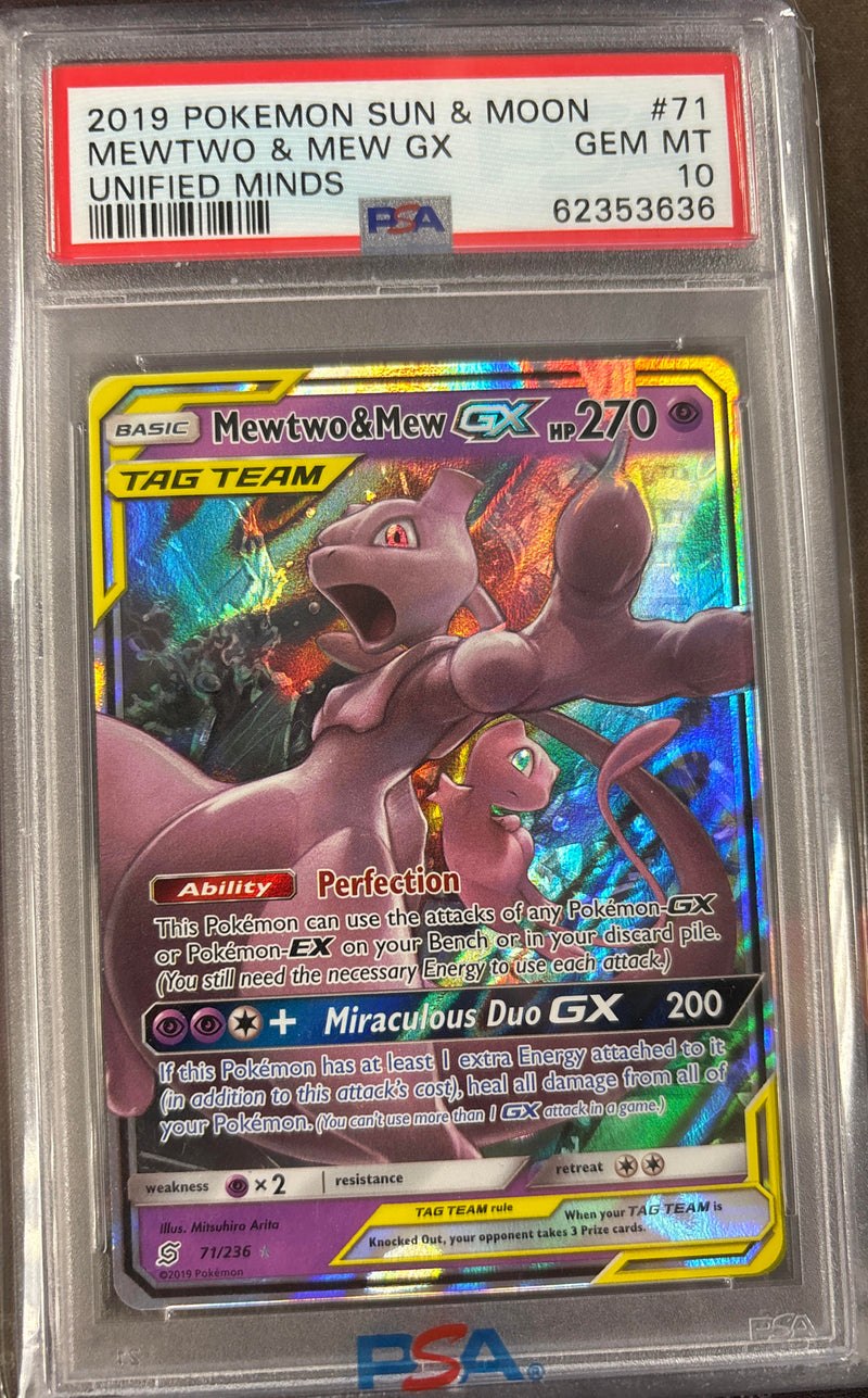 Mewtwo & Mew GX 71/236 Unified Minds PSA 10 62353636